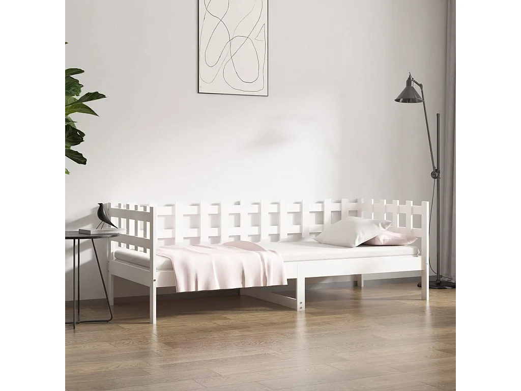 Lit de jour Blanc 80x200 cm Bois de pin massif