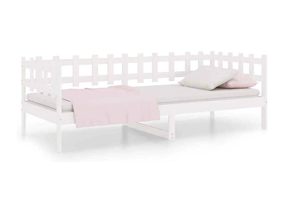 Lit de jour Blanc 80x200 cm Bois de pin massif