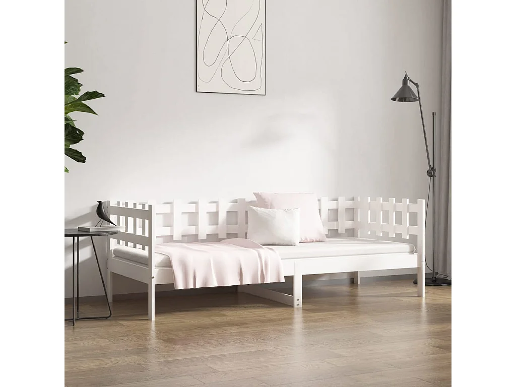 Lit de jour Blanc 80x200 cm Bois de pin massif
