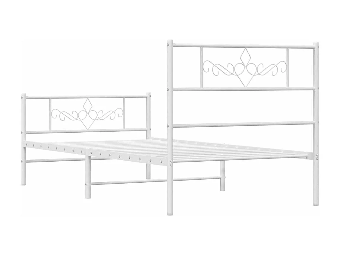 Estructura cama metal con cabecero y pie cama blanca 75x190 cm