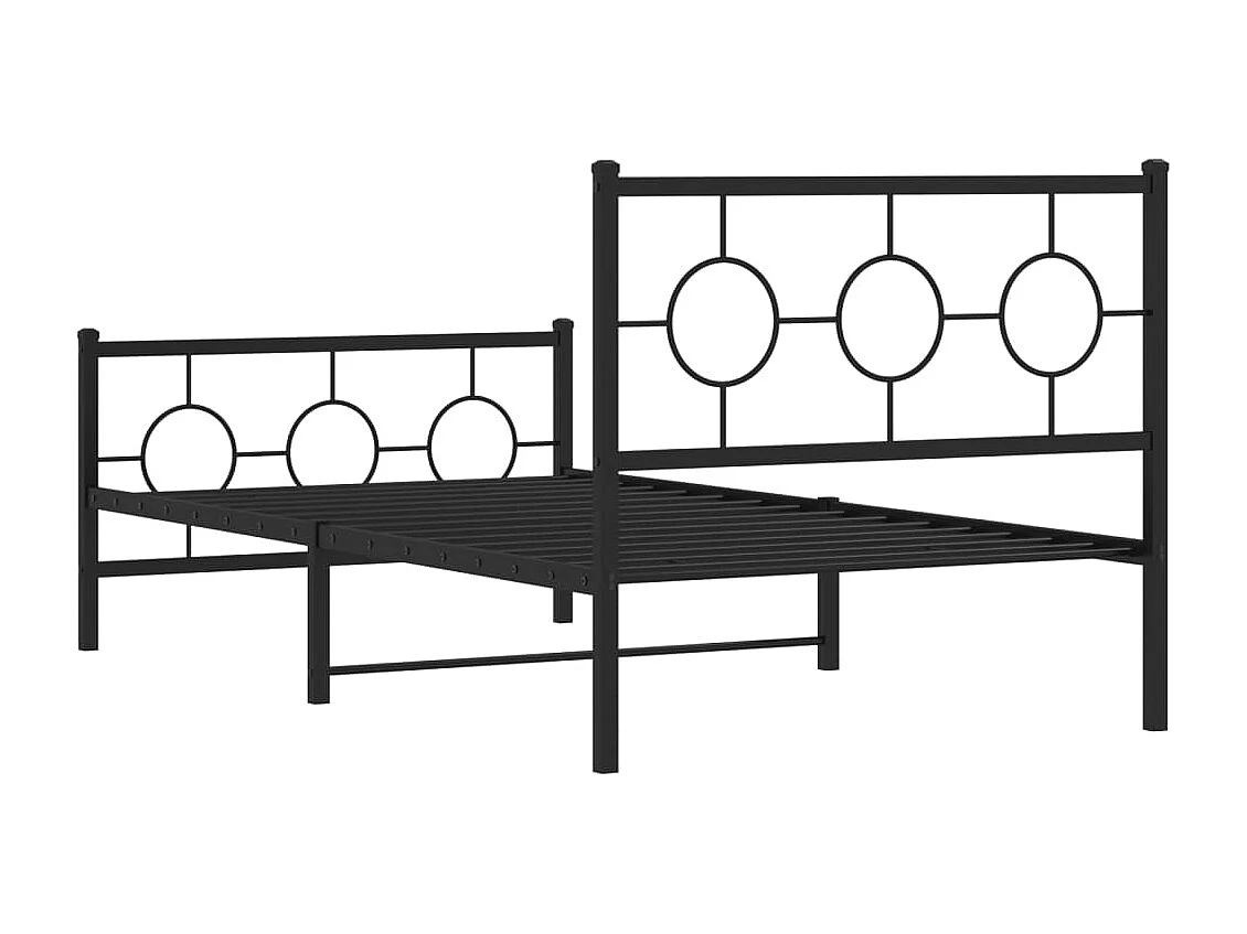 Cadre de lit métal avec tête de lit/pied de lit noir 100x190 cm