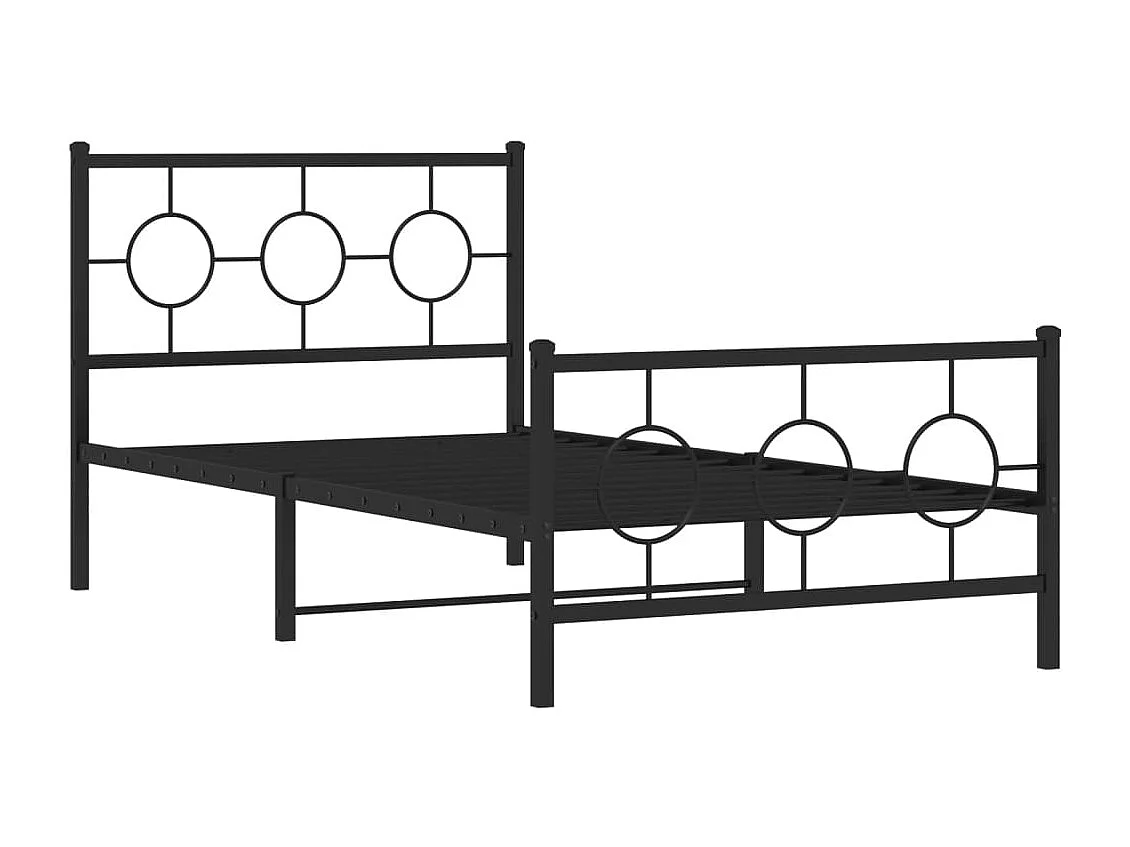 Estrutura de cama com cabeceira e pés 100x190 cm metal preto