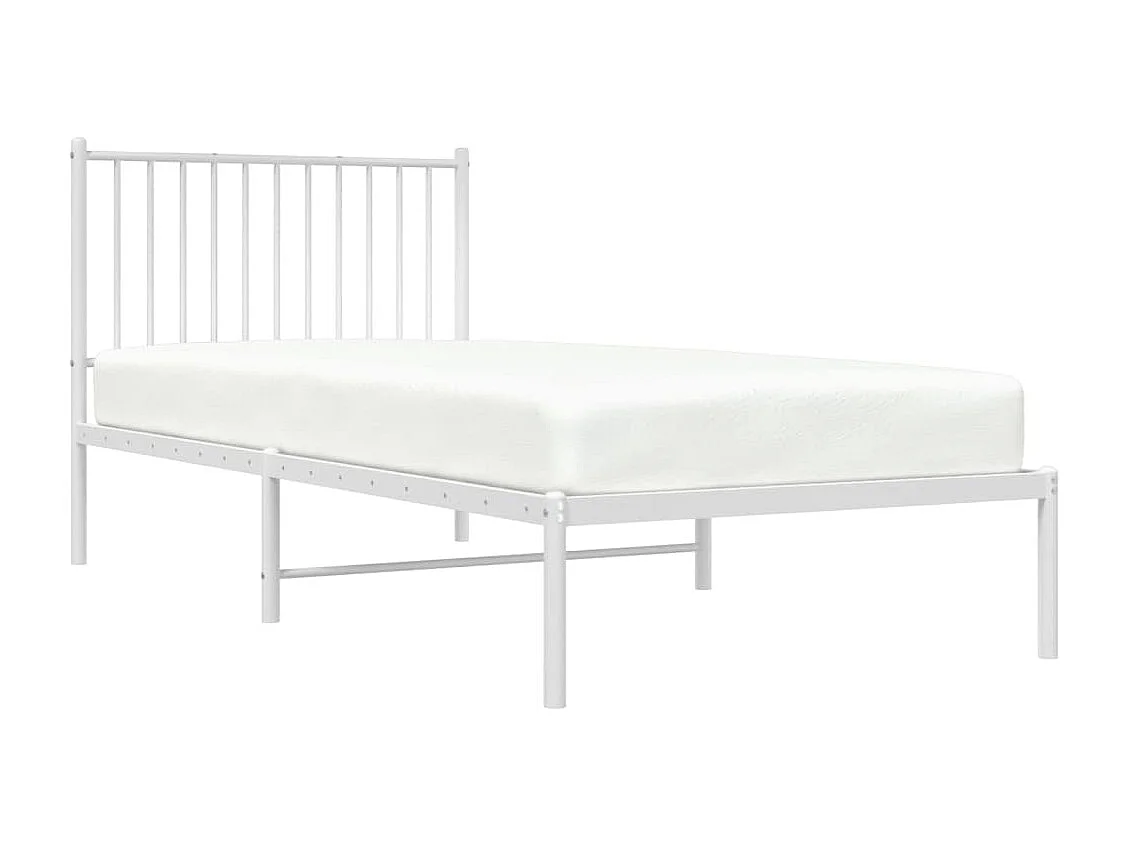 Estructura de cama de metal con cabecero blanco 90x200 cm