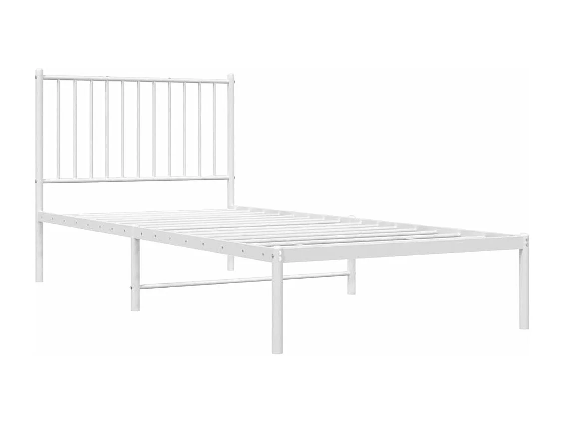 Estructura de cama de metal con cabecero blanco 90x200 cm