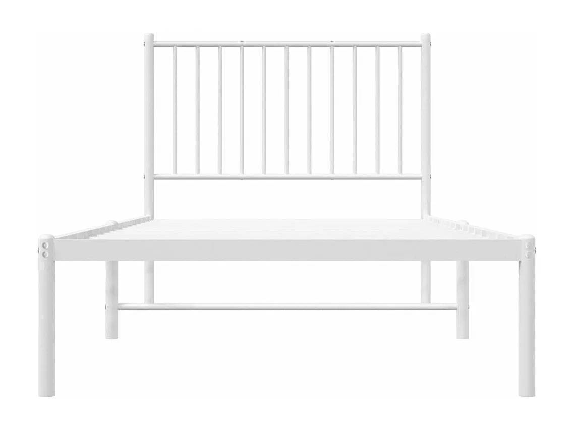 Estructura de cama de metal con cabecero blanco 90x200 cm