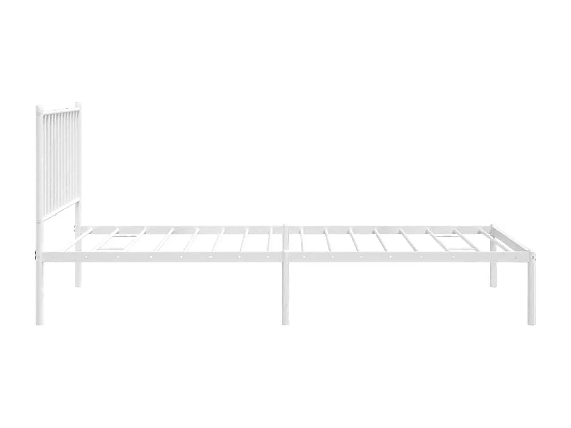 Estructura de cama de metal con cabecero blanco 90x200 cm