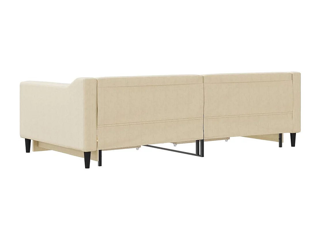 Lit de jour avec gigogne et tiroirs crème 100x200 cm tissu