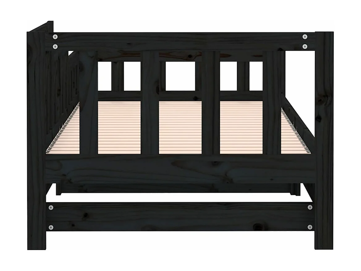 Slaapbank uitschuifbaar massief grenenhout zwart 2x(90x200) cm