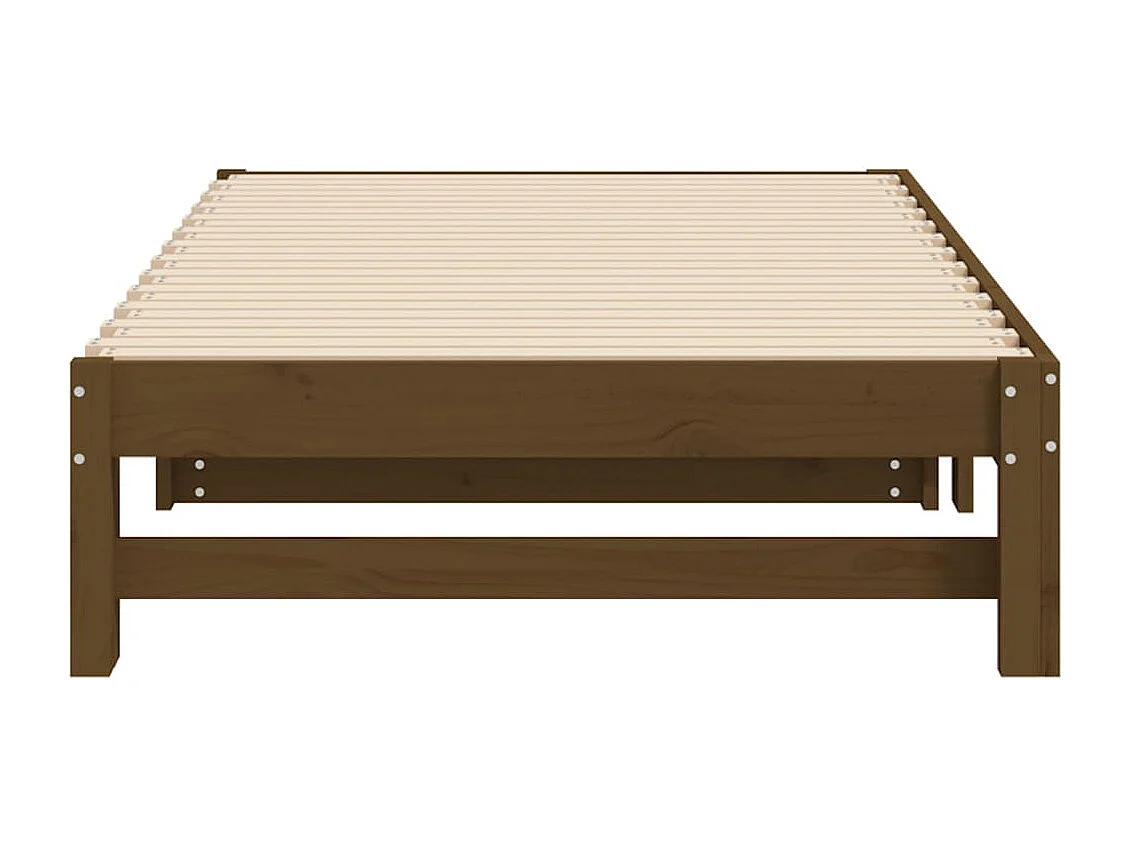 Lit coulissant Marron miel 2x(90x190) cm Bois de pin massif