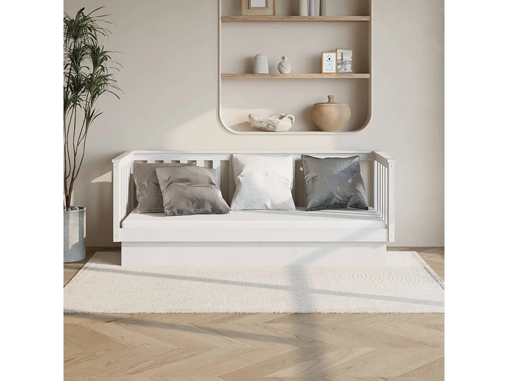 Lit de jour Blanc 90x190 cm Bois de pin massif