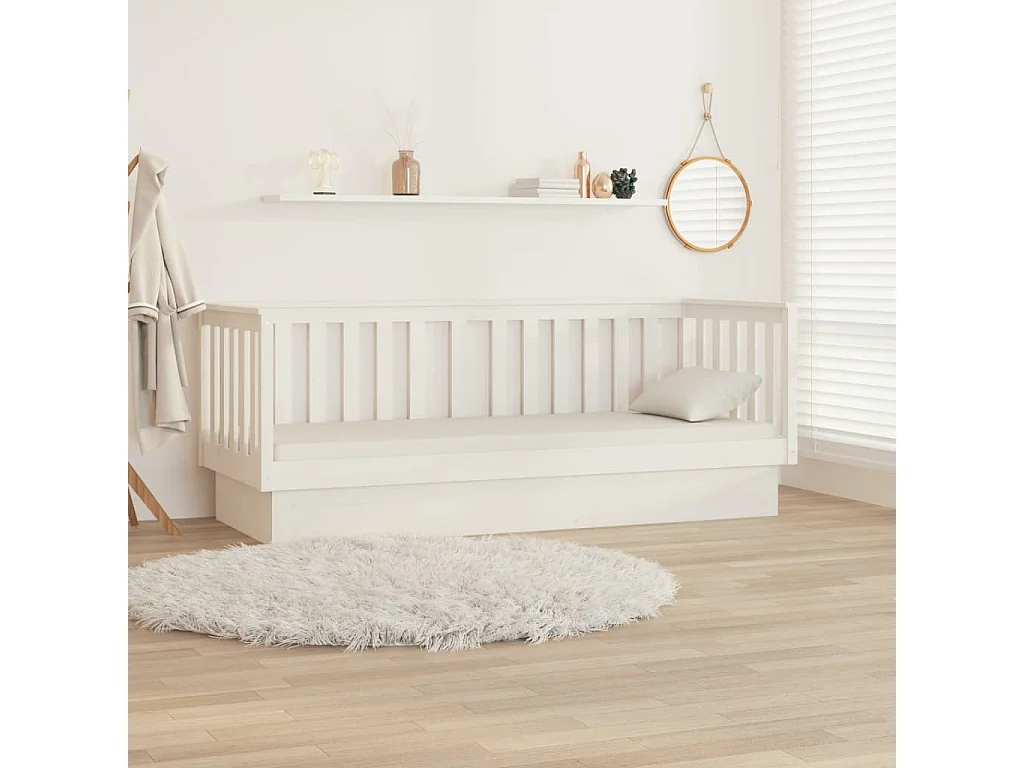 Lit de jour Blanc 90x190 cm Bois de pin massif