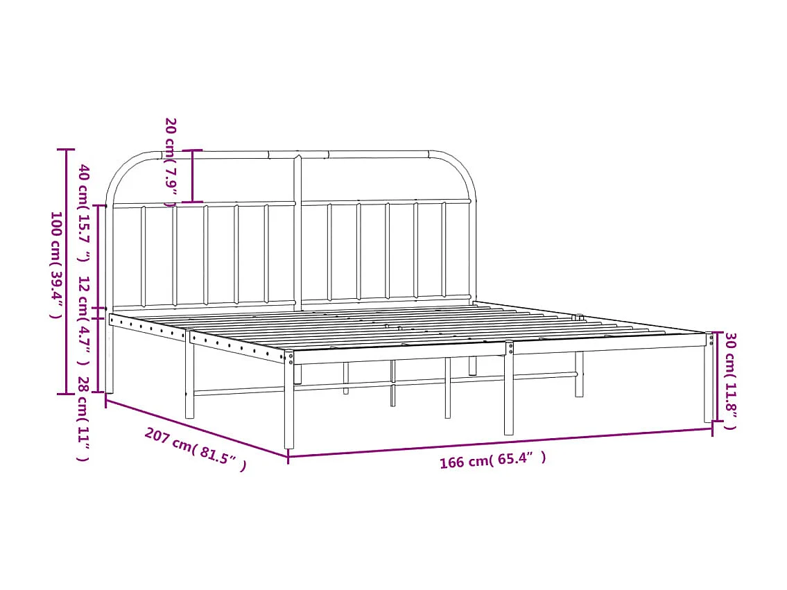 Estrutura de cama com cabeceira 160x200 cm metal preto