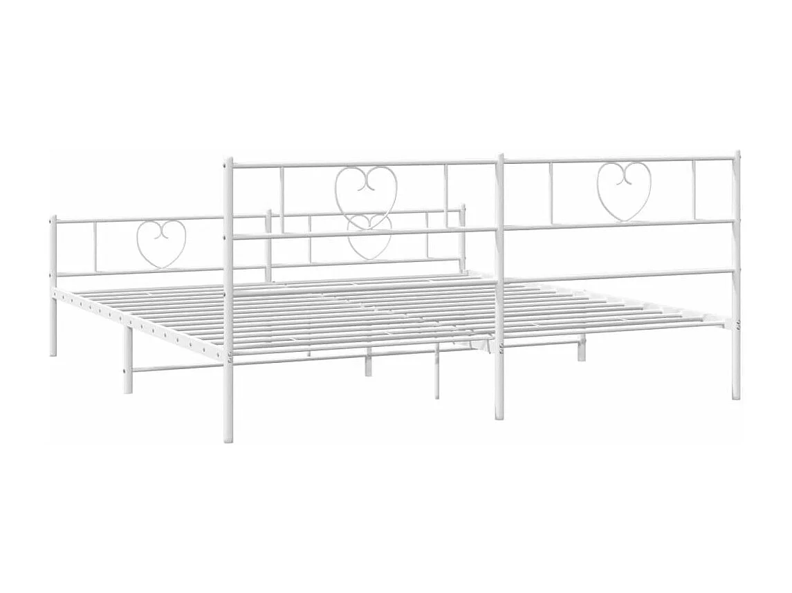 Estructura cama metal con cabecero y estribo blanco 200x200 cm