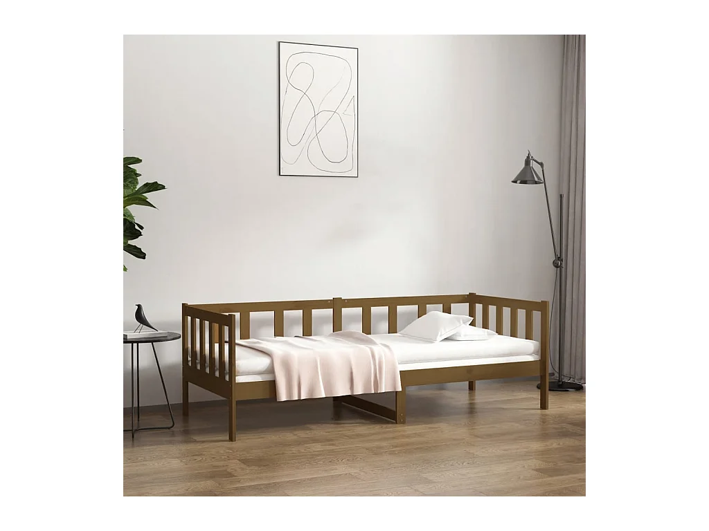 Lit de jour Marron miel 80x200 cm Bois de pin massif