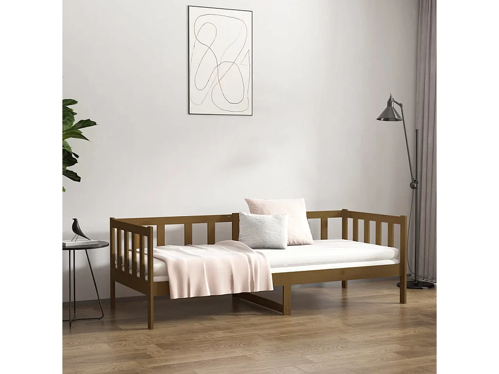 Lit de jour Marron miel 80x200 cm Bois de pin massif
