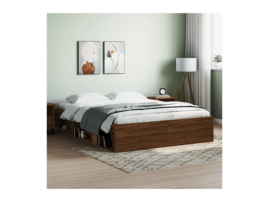 Cadre de lit chêne marron 140x190 cm
