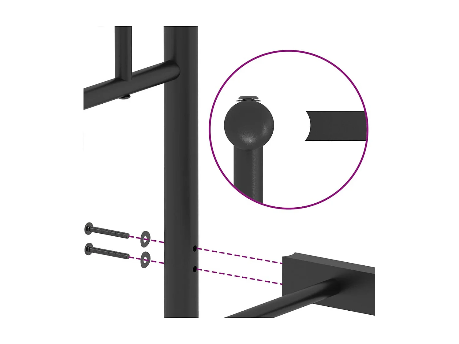 Estrutura de cama com cabeceira 140x190 cm metal preto