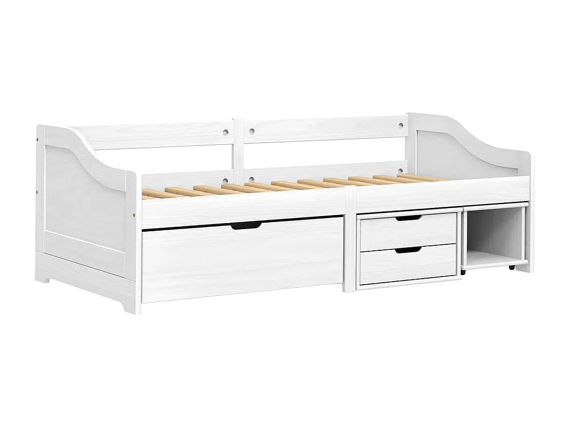 Slaapbank met 3 lades IRUN 90x200 cm massief grenenhout wit