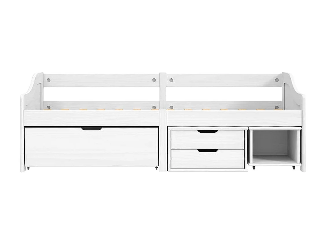Slaapbank met 3 lades IRUN 90x200 cm massief grenenhout wit