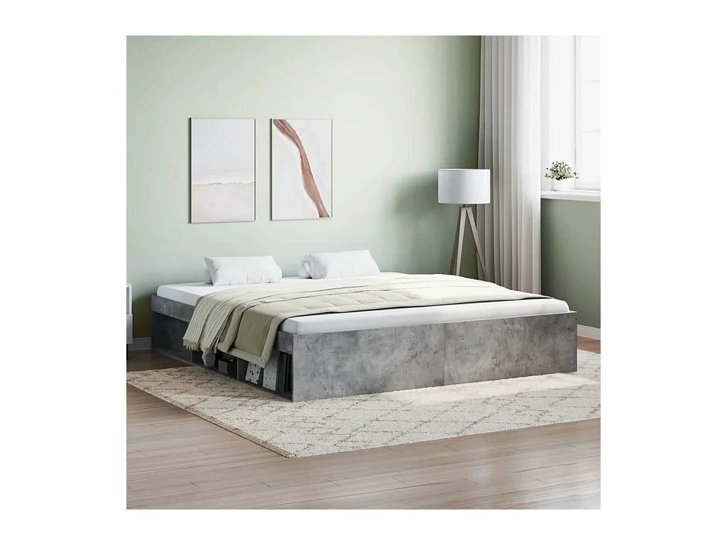 Estructura de cama gris hormigón 180x200 cm