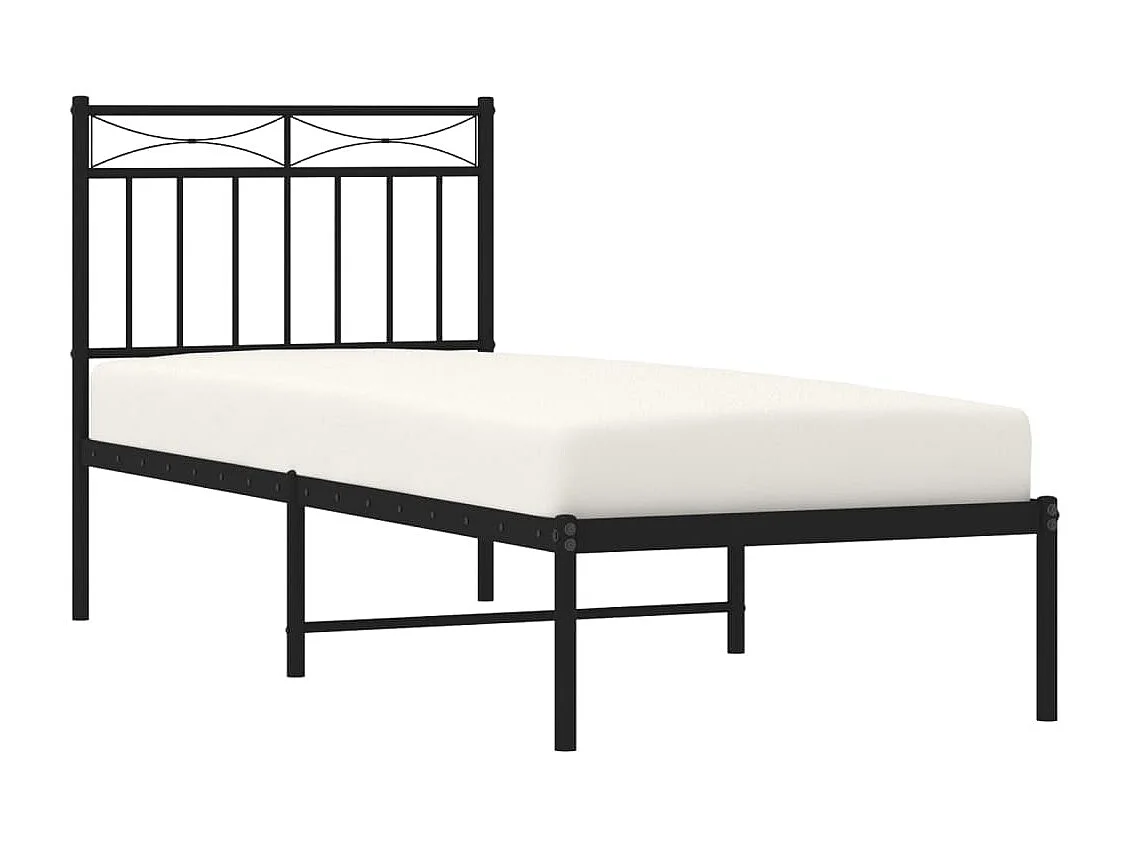Estrutura de cama com cabeceira 75x190 cm metal preto