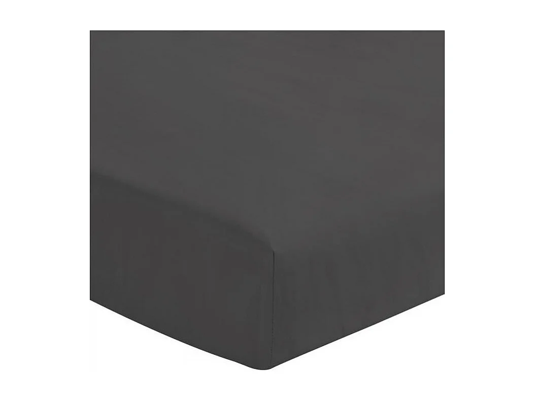 Drap housse 100% Coton 57 fils Anthracite Taille 160 x 200 cm