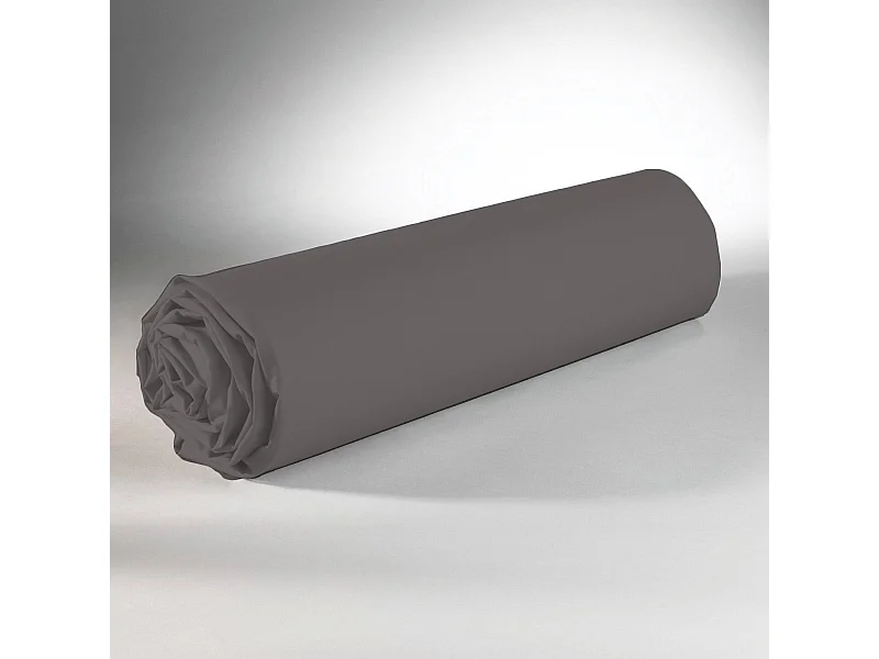 Drap housse 100% Coton 57 fils Anthracite Taille 160 x 200 cm