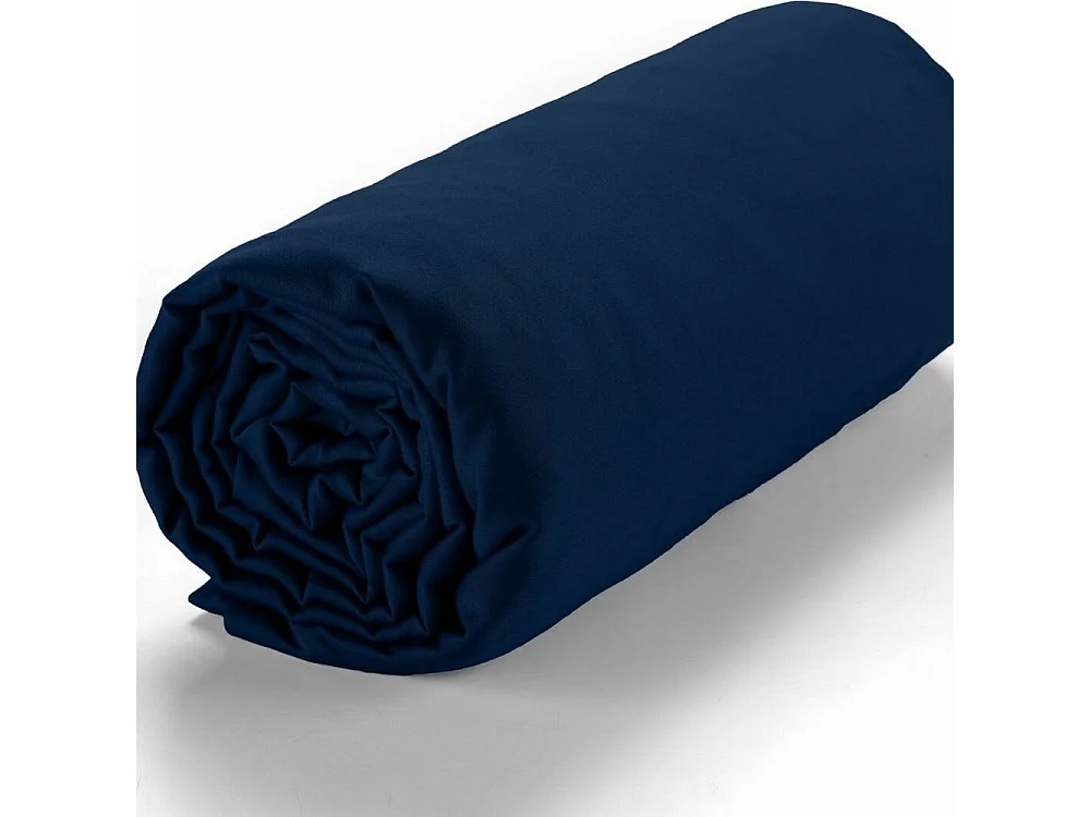 Drap housse satin de coton cobalt 160x200 +30 cm