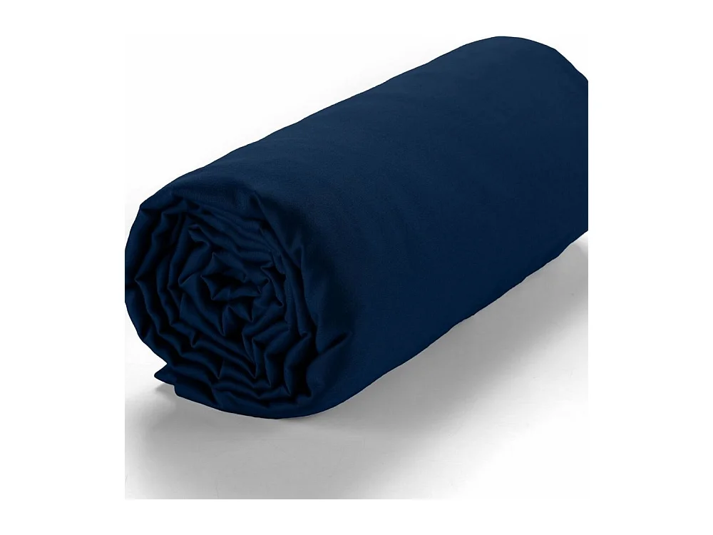 Drap housse satin de coton cobalt 160x200 +30 cm