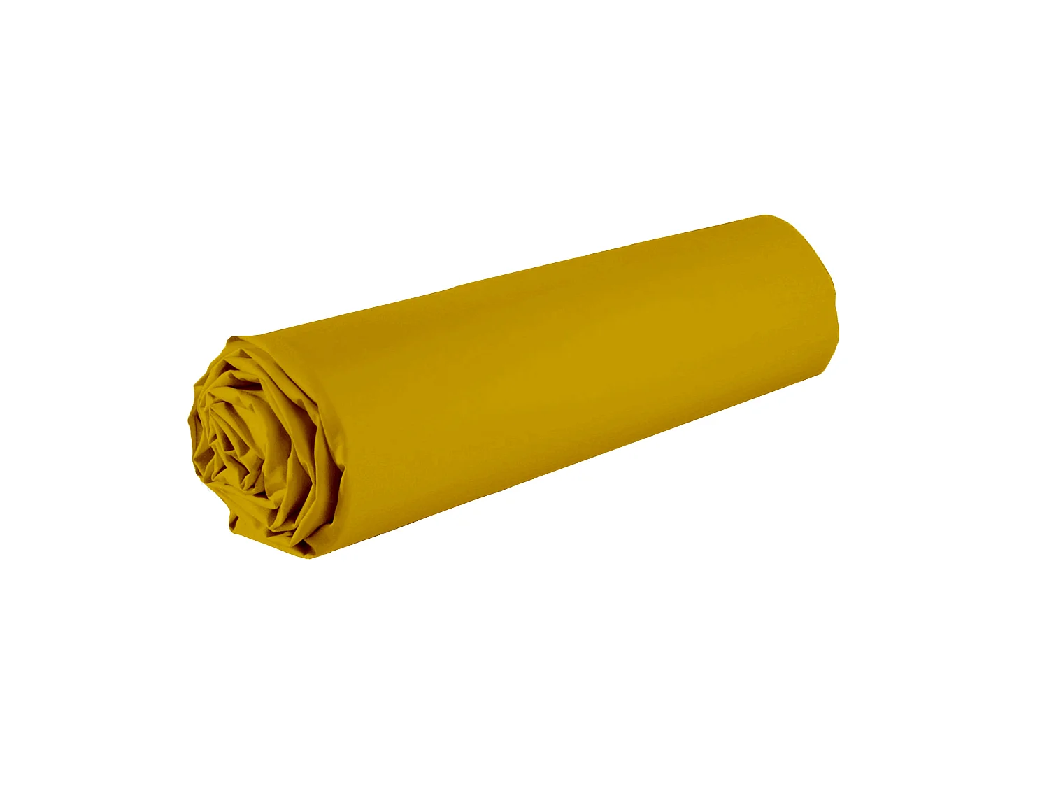 Drap housse 100% Coton 57 fils avec bonnet : Couleur - Jaune, Taille - 160 x 200 cm