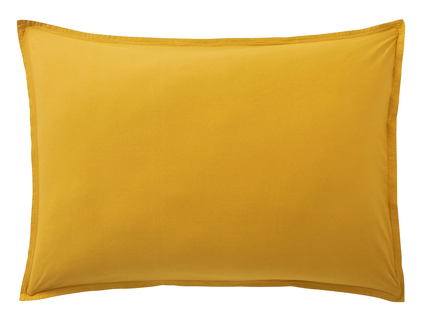 Taie d'oreiller 50x70 rectangle en Percale de Coton Lavé 80 fils Jaune - Linge de lit premium 100% Percale Lavé