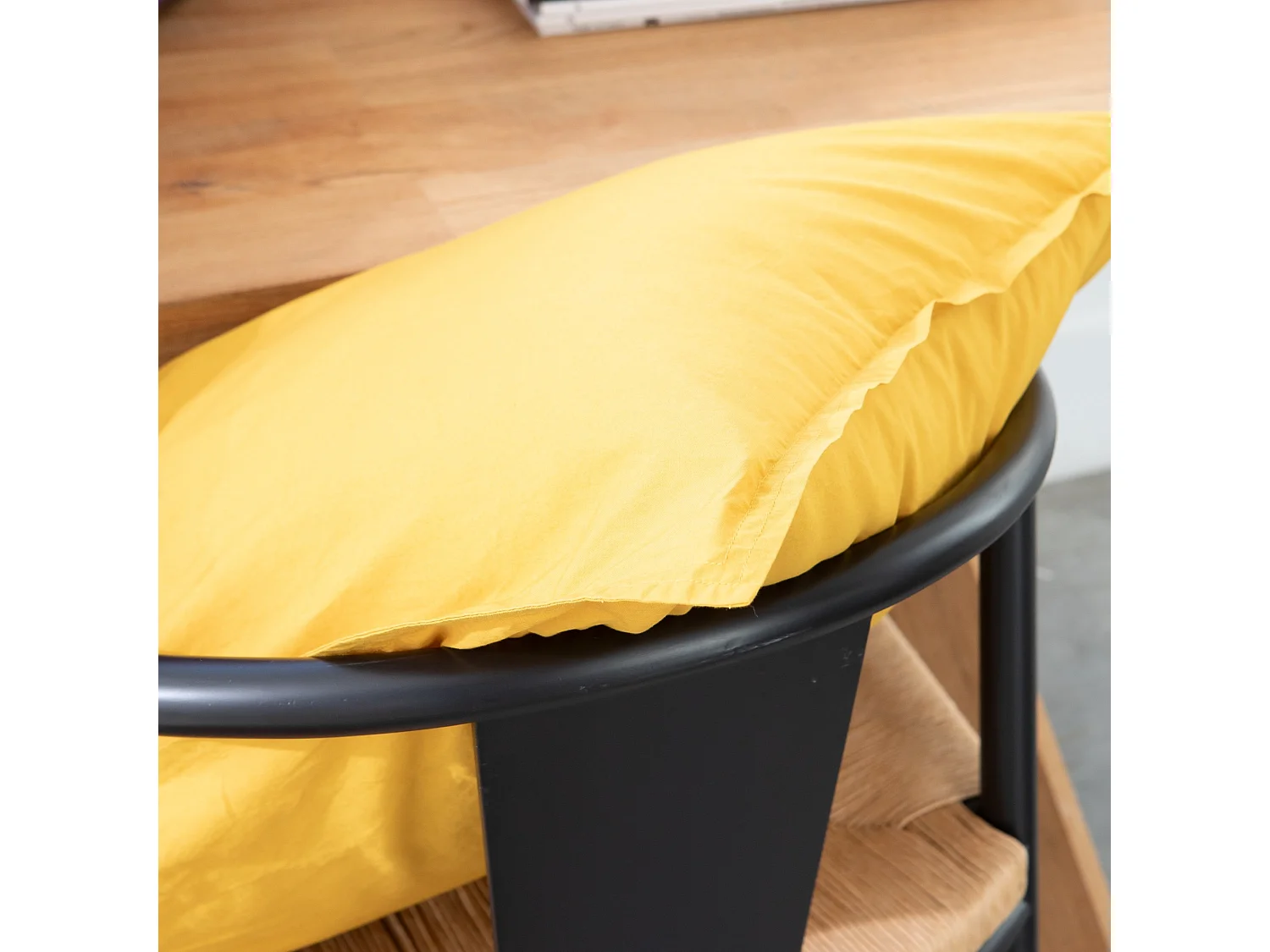 Taie d'oreiller 50x70 rectangle en Percale de Coton Lavé 80 fils Jaune - Linge de lit premium 100% Percale Lavé