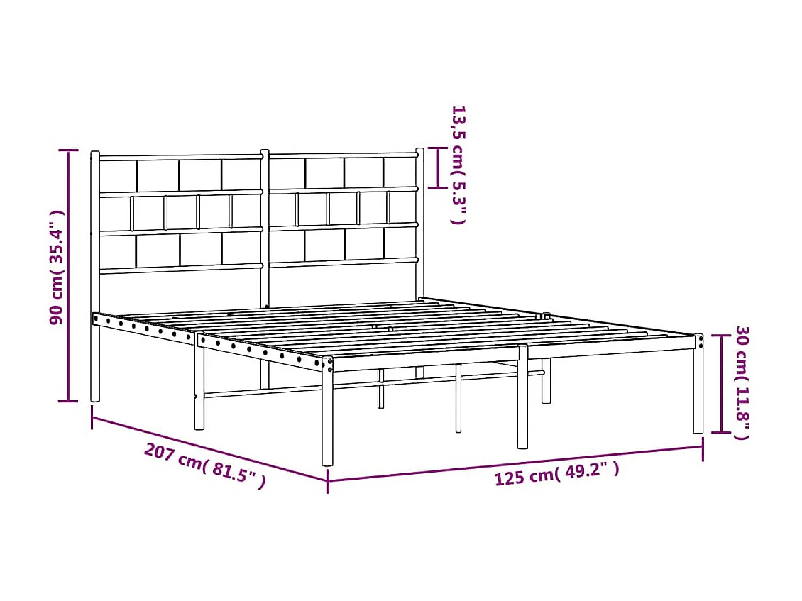 Estructura de cama con cabecero metal negro 120x200 cm