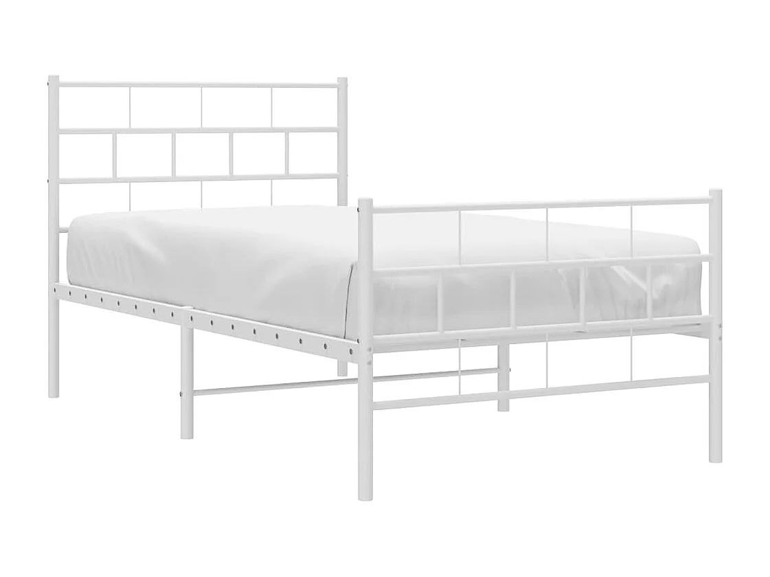 Estrutura de cama com cabeceira e pés 100x190 cm metal branco
