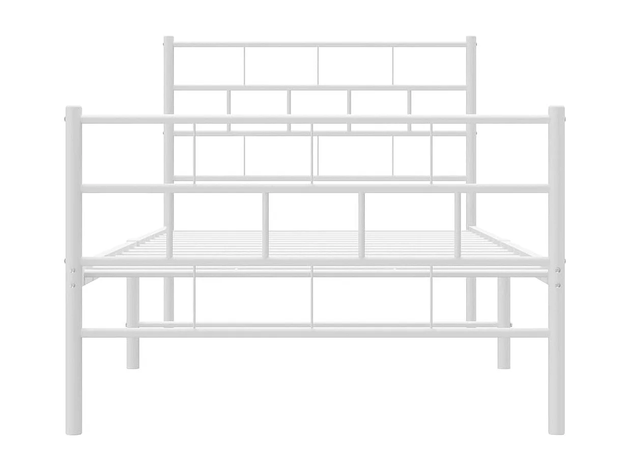 Estrutura de cama com cabeceira e pés 100x190 cm metal branco