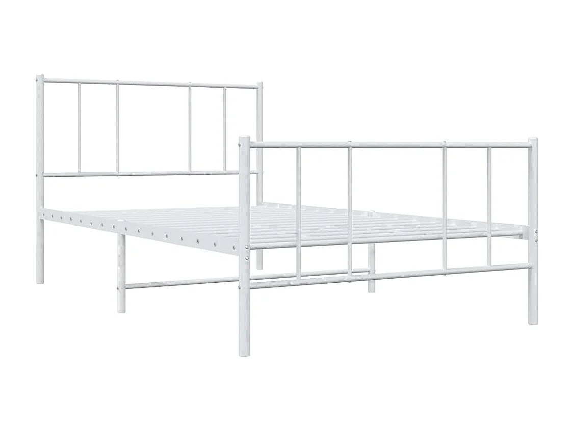 Estrutura de cama com cabeceira e pés 75x190 cm metal branco