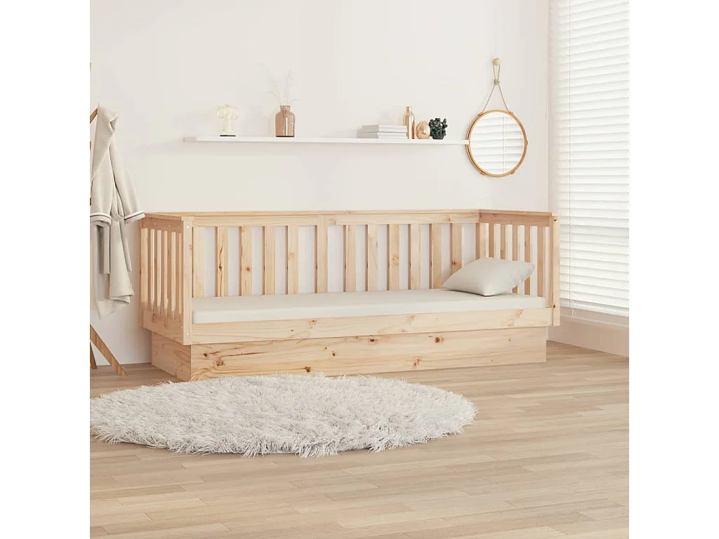 Sofá-cama 90x190 cm madeira de pinho maciça