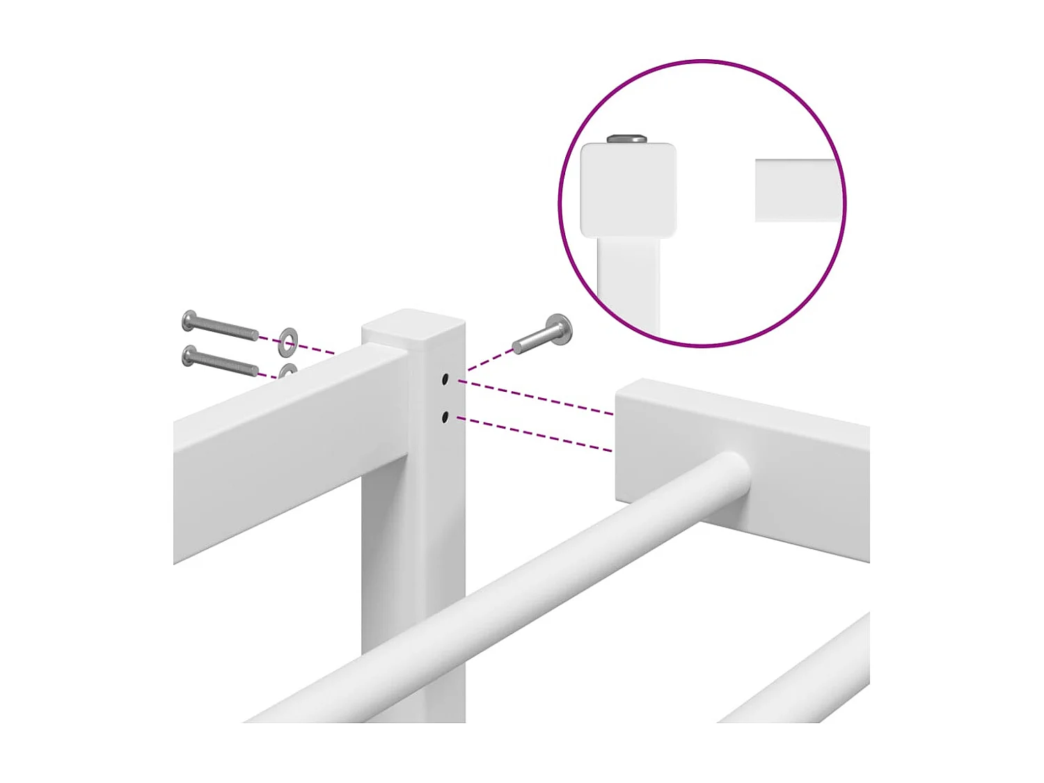 Estructura de cama metal blanca 100x190 cm