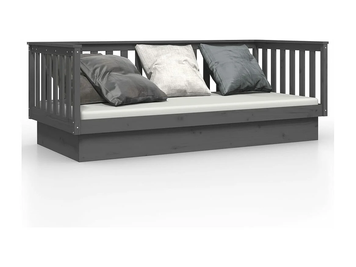 Lit de jour Gris 80x200 cm Bois de pin massif
