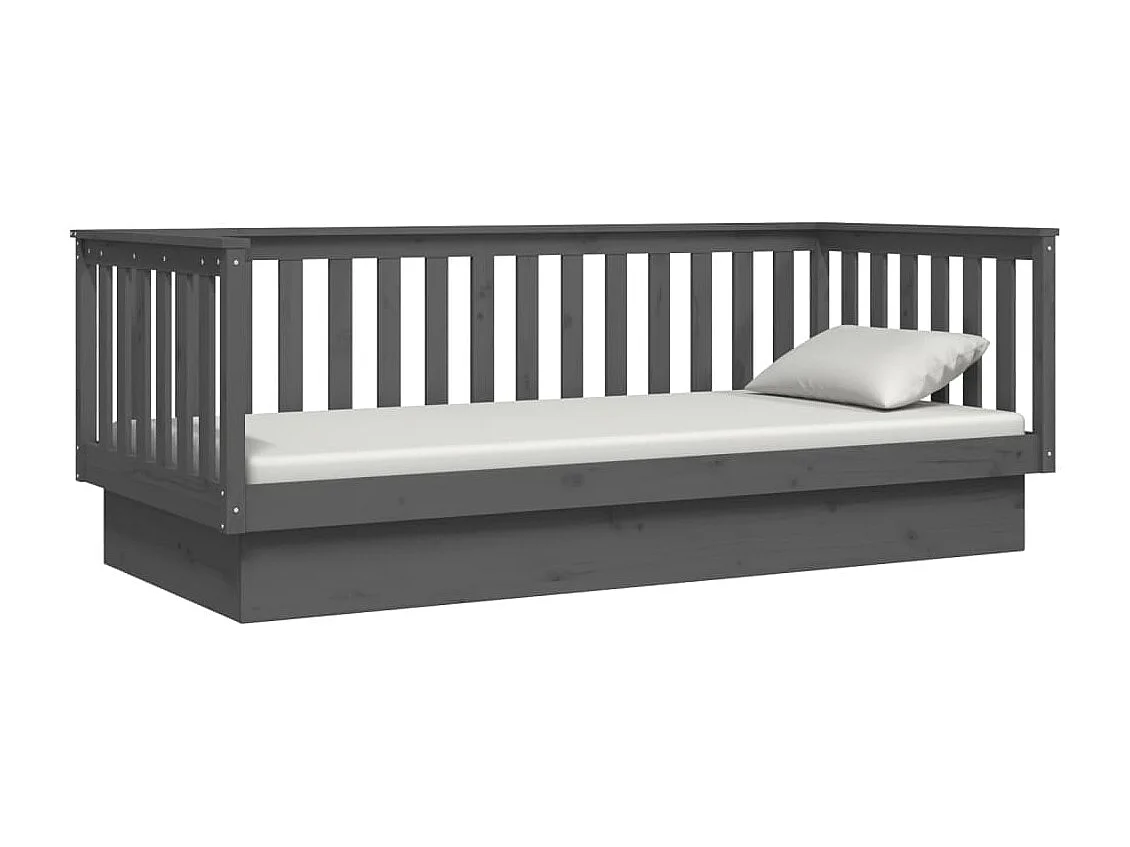 Lit de jour Gris 80x200 cm Bois de pin massif