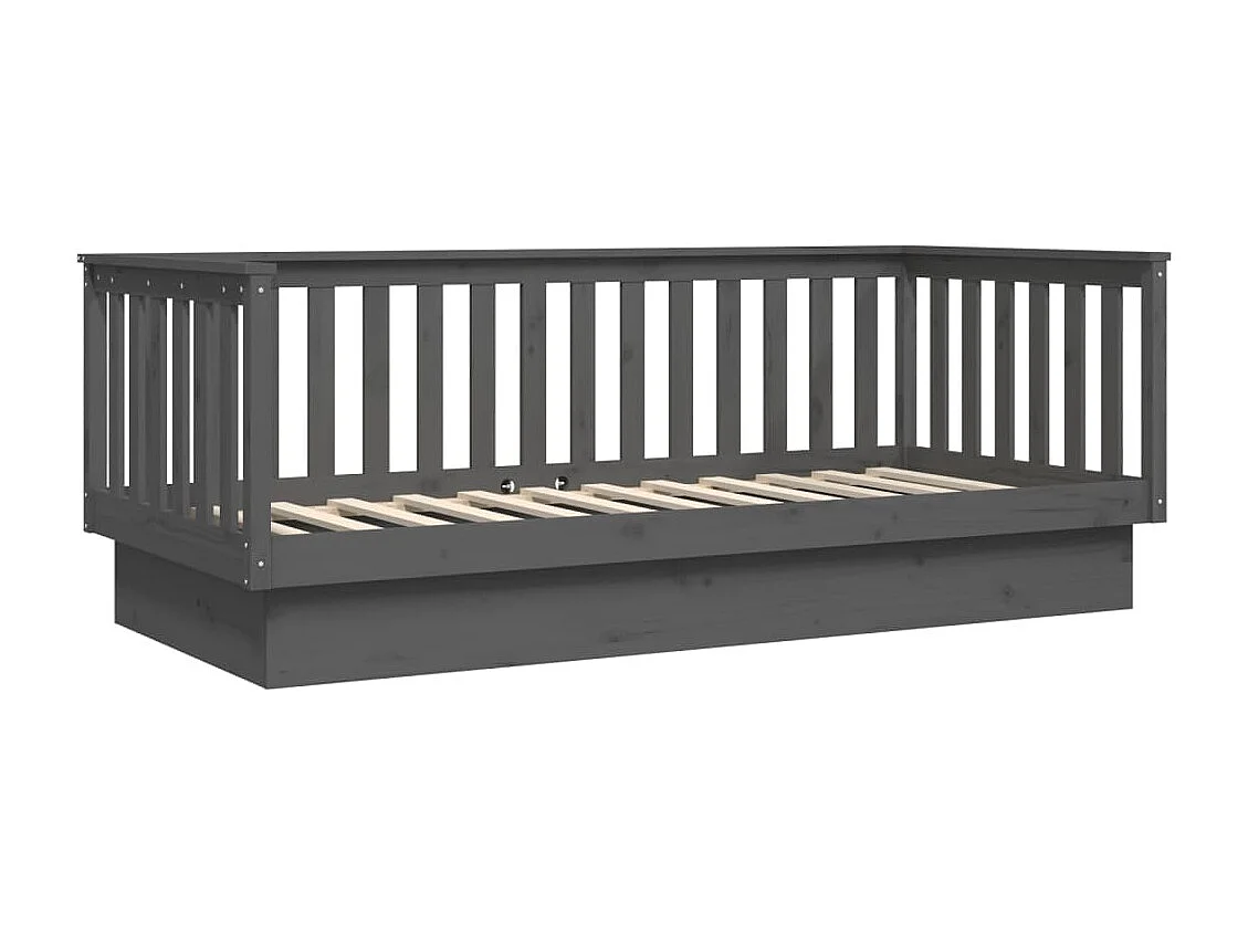 Lit de jour Gris 80x200 cm Bois de pin massif