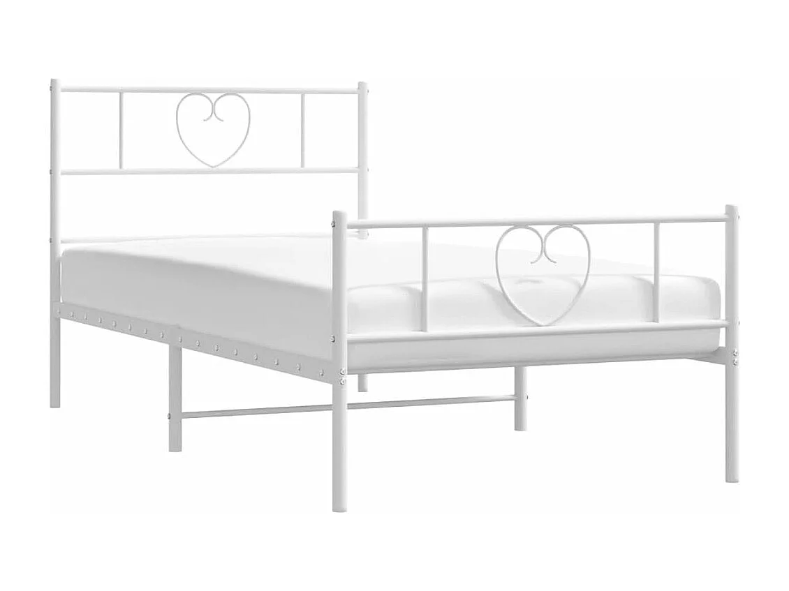 Estructura cama metal con cabecero y pie cama blanca 90x200 cm