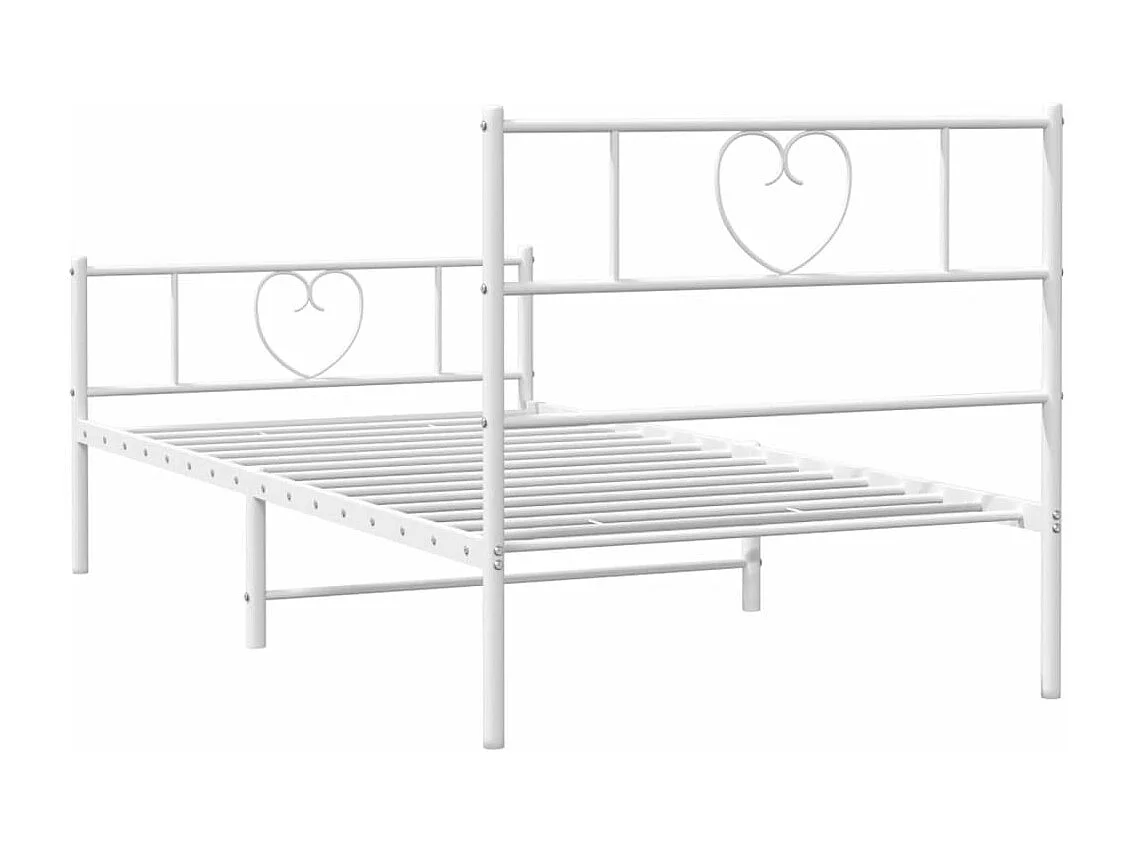 Estructura cama metal con cabecero y pie cama blanca 90x200 cm
