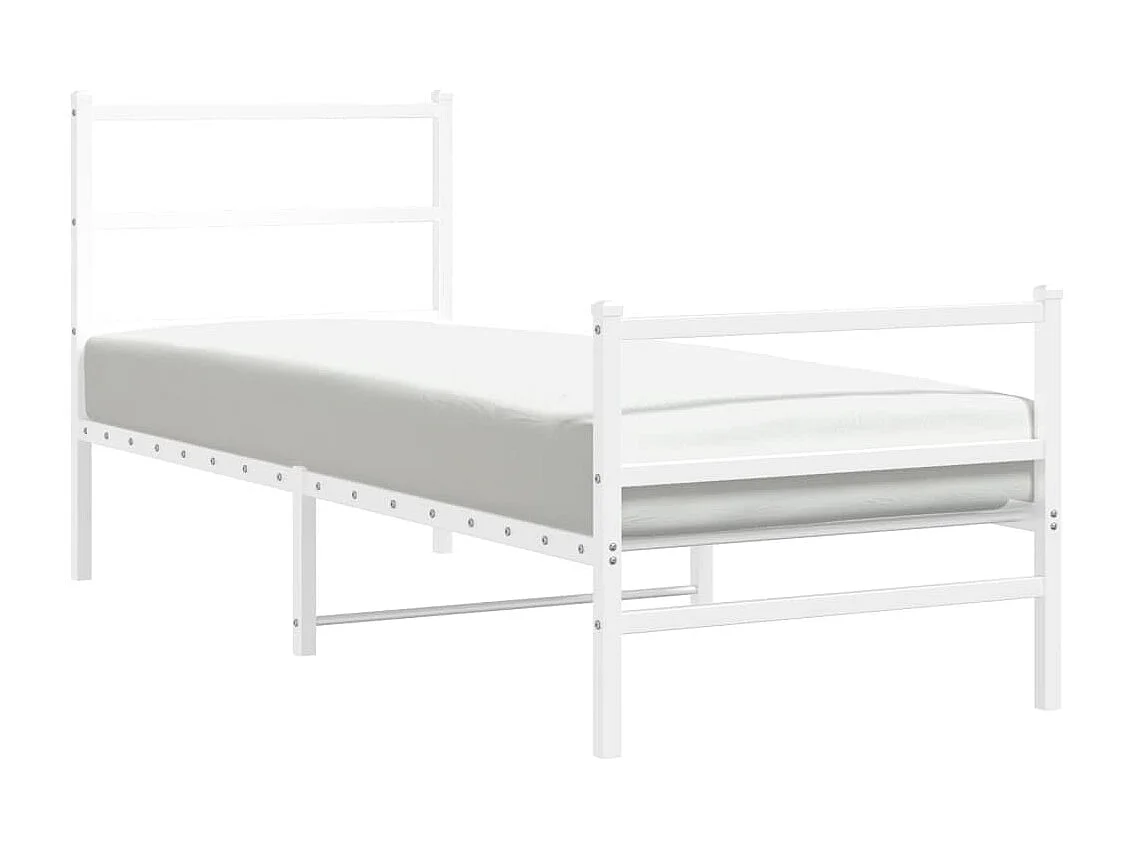 Estrutura de cama com cabeceira e pés 75x190 cm metal branco