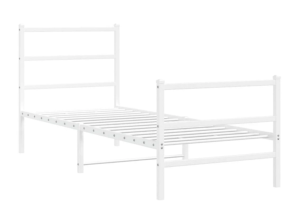 Estrutura de cama com cabeceira e pés 75x190 cm metal branco