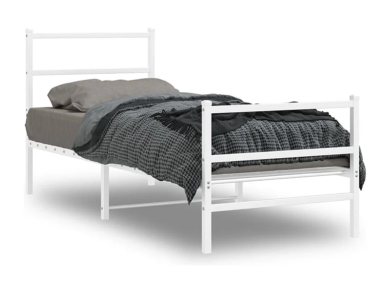 Estrutura de cama com cabeceira e pés 75x190 cm metal branco
