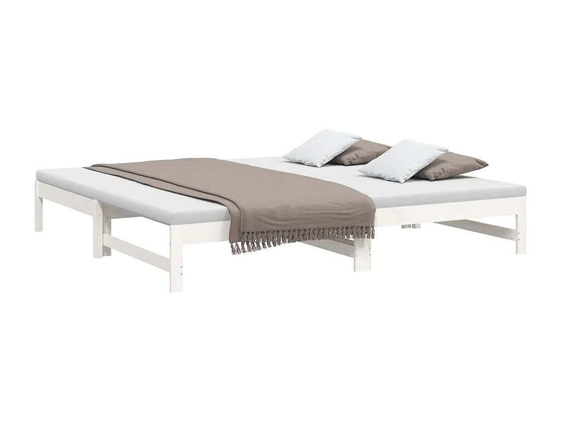 Lit coulissant Blanc 2x(90x200) cm Bois de pin massif