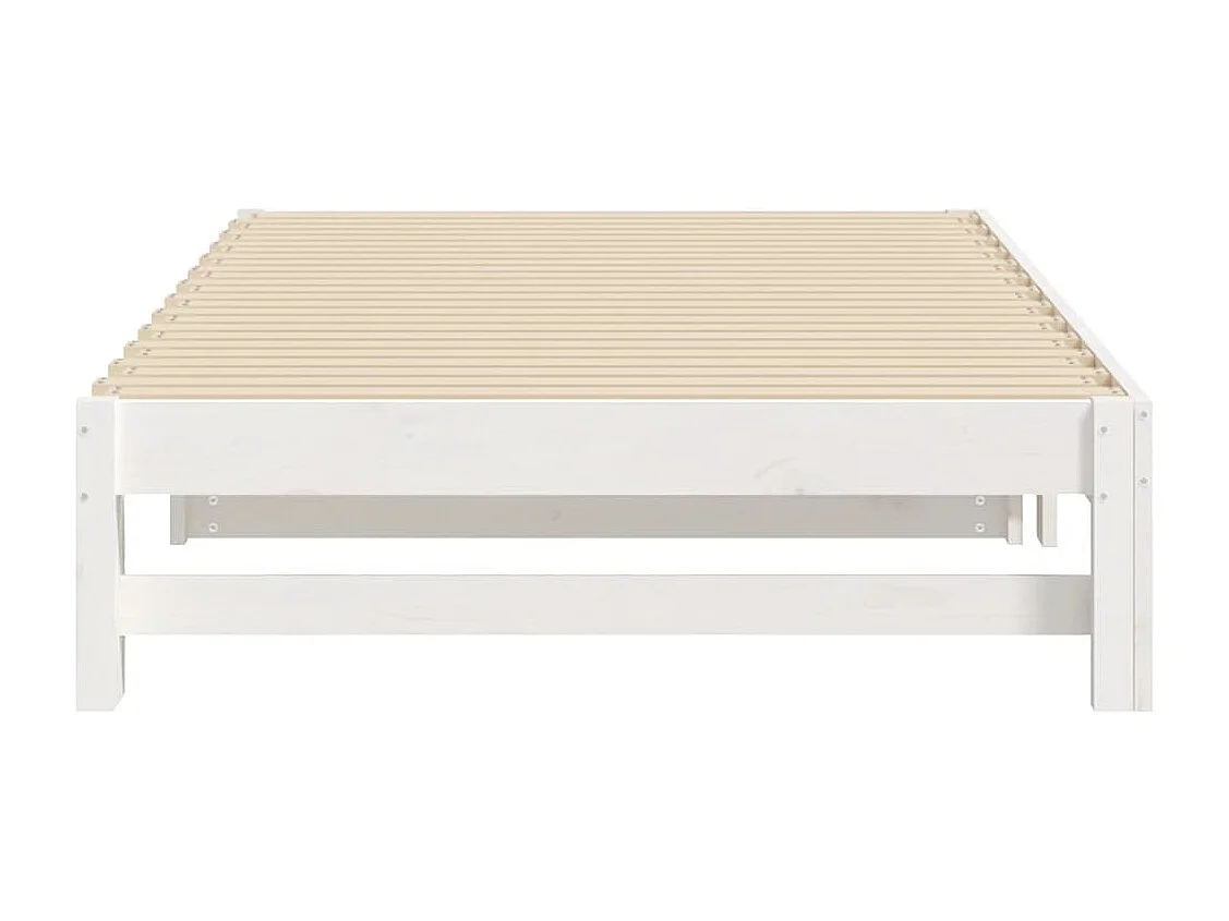 Slaapbank uitschuifbaar massief grenenhout wit 2x(90x200) cm
