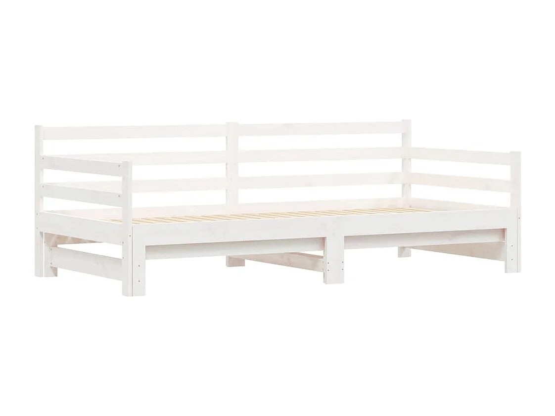 Slaapbank met onderschuifbed 90x200 cm massief grenenhout wit