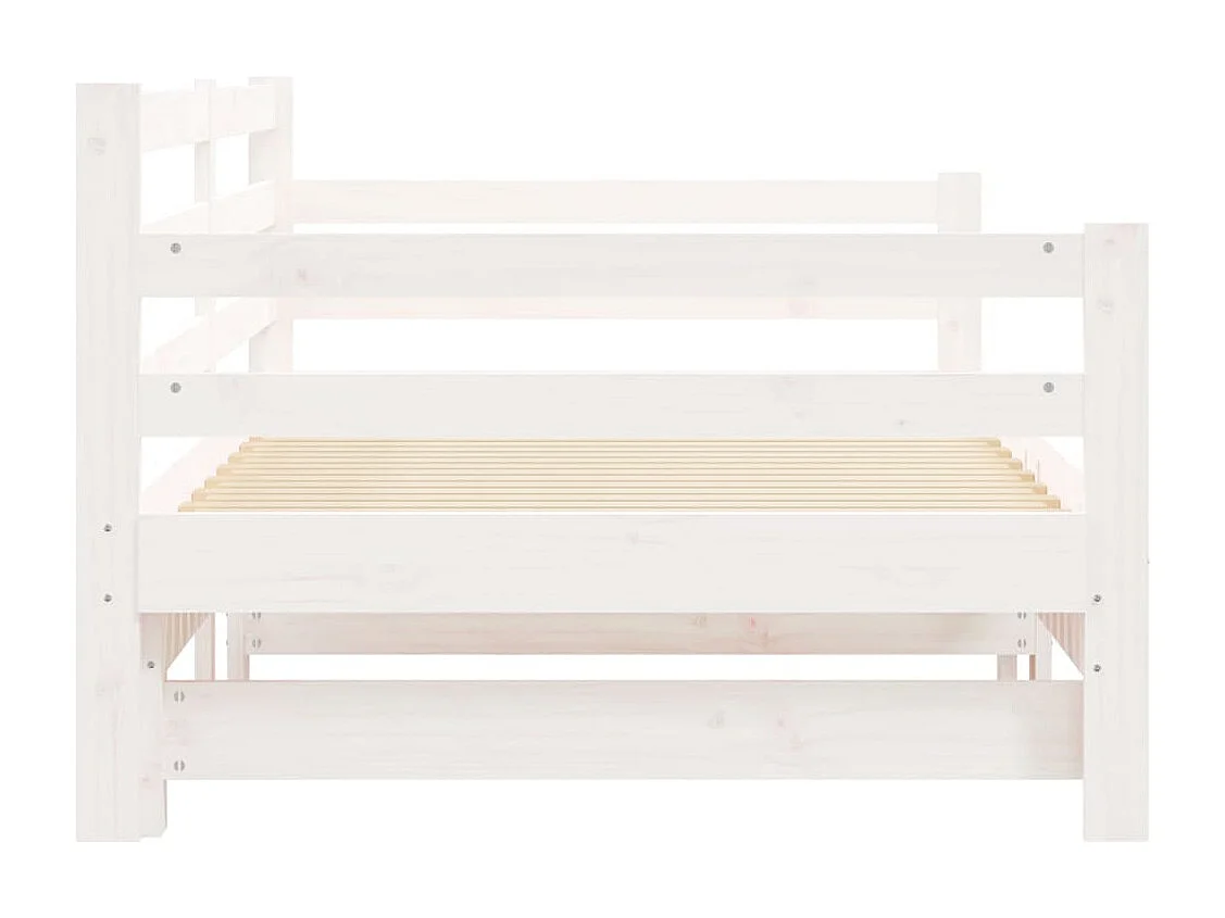 Slaapbank met onderschuifbed 90x200 cm massief grenenhout wit